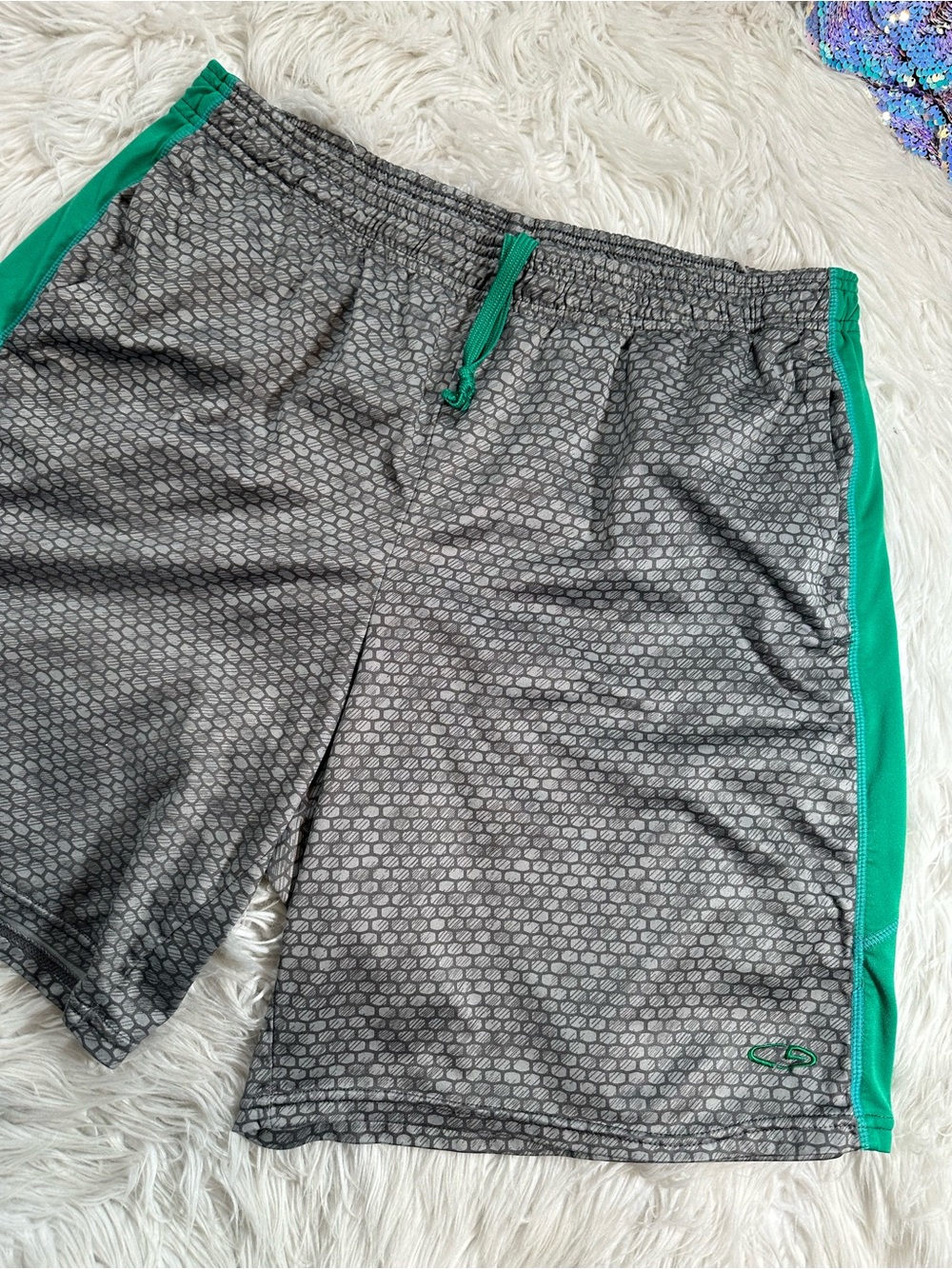 Champion • Green & Honeycomb Grey Basketball Shorts